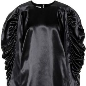 Dries Van Noten Black Ruched-Sleeve Blouse – Elegant & Versatile (Size M)